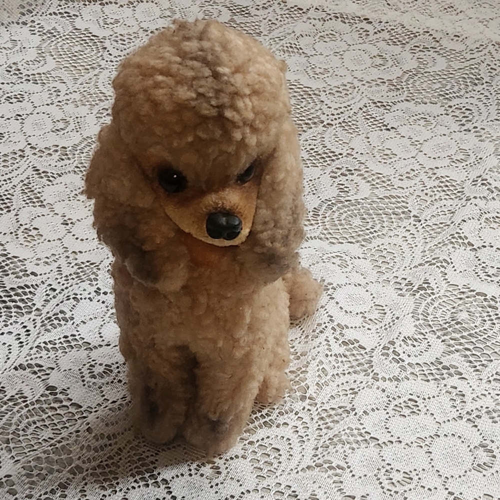 Vintage Kamar Plush Poodle Dog  Mid Century Stuffed Animal Japan Retro Toy